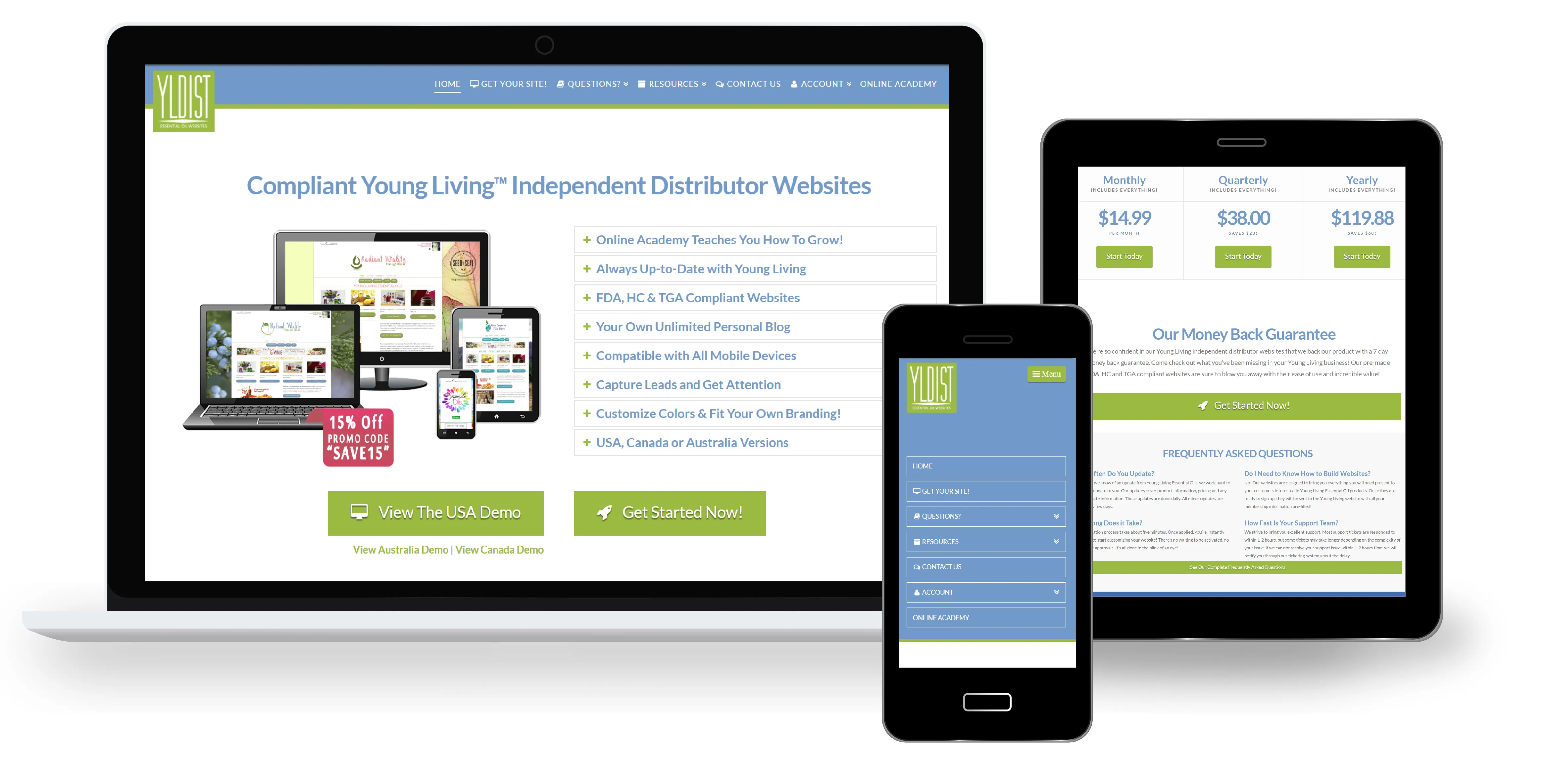 YLDist website shown on a laptop, tablet, and phone
